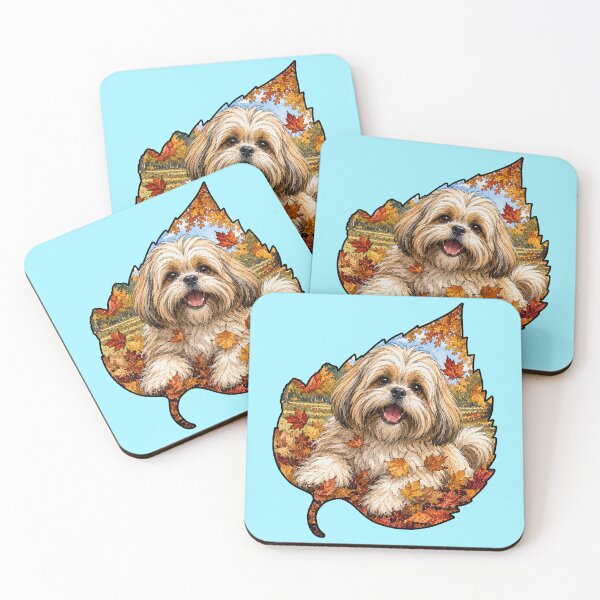 Item preview, Fall Lhasa Apso Playing In Autumn Leaves designed and sold by Lion and Lamb Design.