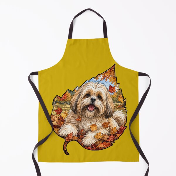 Item preview, Fall Lhasa Apso Playing In Autumn Leaves designed and sold by Lion and Lamb Design.