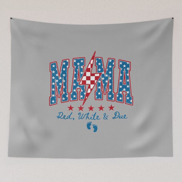 Item preview, Mama Red White and Due 4th of July Pregnancy Baby Reveal designed and sold by ArleneRowe.