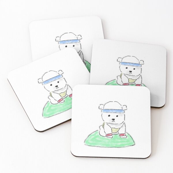 Item preview, Cute Workout White Dog On Yoga Mat designed and sold by raun.draw.