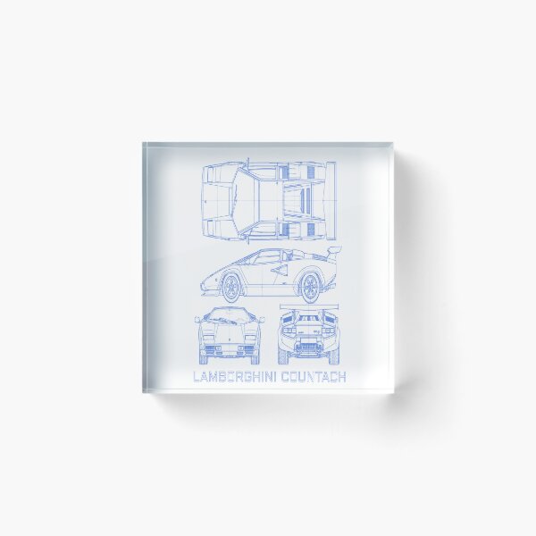 Item preview, Lamborghini Countach Technical Blueprint – Blue Line Art designed and sold by jubileuuu.