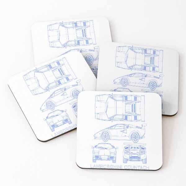 Item preview, Lamborghini Countach Technical Blueprint – Blue Line Art designed and sold by jubileuuu.