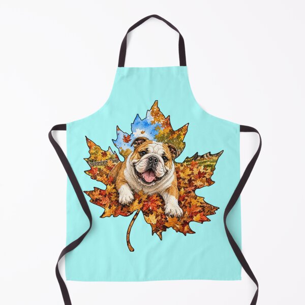 Item preview, Fall Bulldog Playing In Autumn Leaves designed and sold by Lion and Lamb Design.