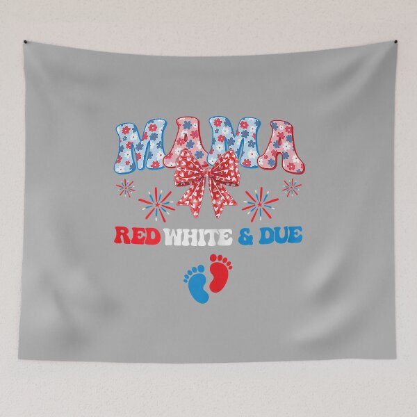 Item preview, Mama Red White and Due 4th of July Pregnancy Reveal Floral designed and sold by ArleneRowe.