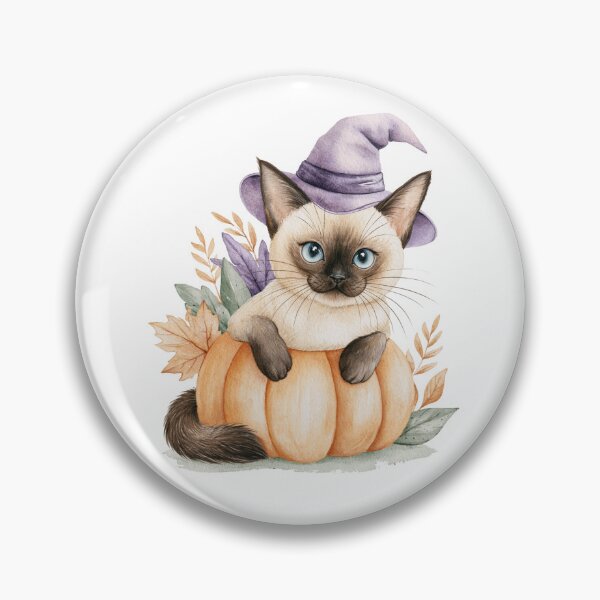 Item preview, Cute Tonkinese Cat in Pumpkin Witch Hat Autumn Watercolor designed and sold by TheAnimalZ00.
