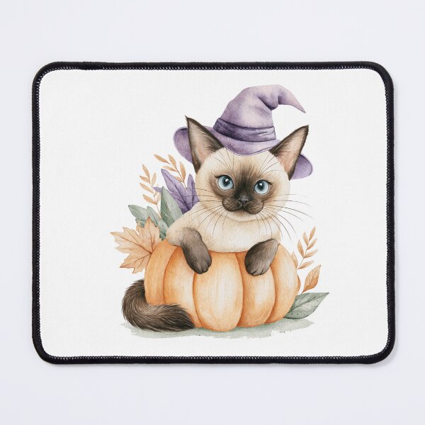 Item preview, Cute Tonkinese Cat in Pumpkin Witch Hat Autumn Watercolor designed and sold by TheAnimalZ00.