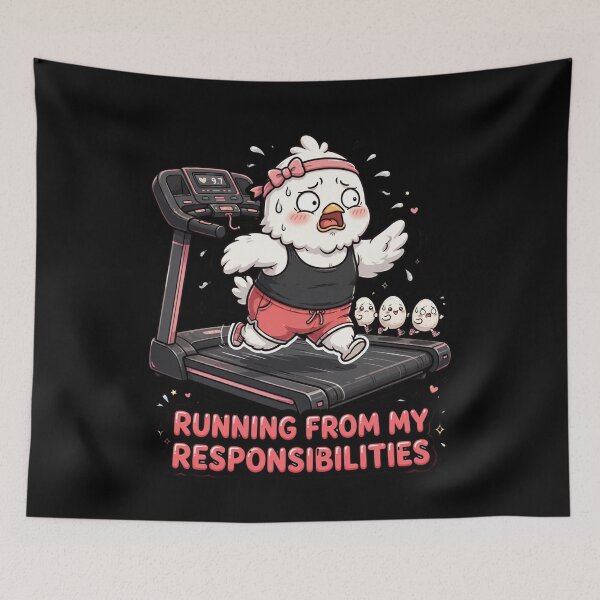 Item preview,  Funny chicken Treadmill Cardio Gym _ Running From My Responsibilities designed and sold by TeeMint5.