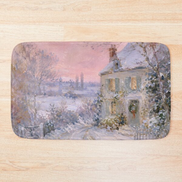 Item preview, Cozy Winter Cottage Snowy Landscape Christmas Wall Art designed and sold by GutyzDesignsES.