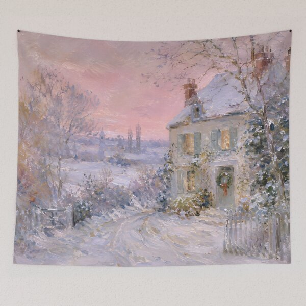 Item preview, Cozy Winter Cottage Snowy Landscape Christmas Wall Art designed and sold by GutyzDesignsES.