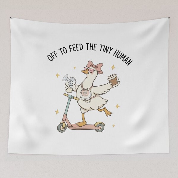 Item preview, Off To Feed The Tiny Human Funny Breastfeeding Mom New Mom Shirt designed and sold by fungyar.