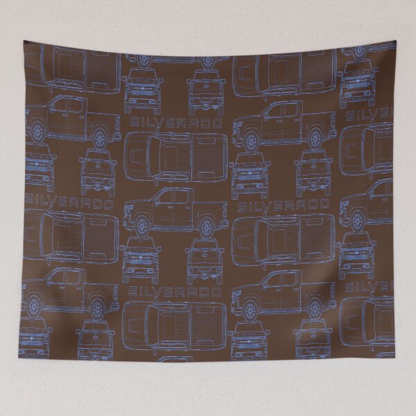 Item preview, Chevrolet Silverado Technical Blueprint – Blue Line Art designed and sold by jubileuuu.
