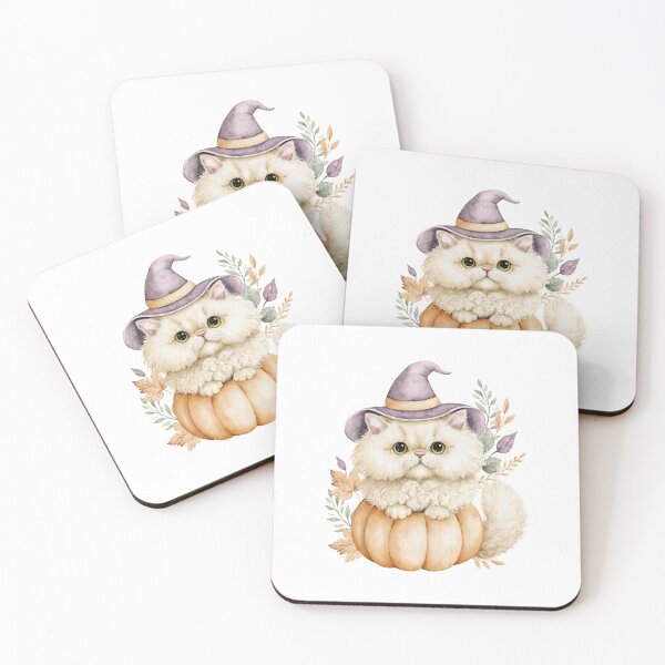 Item preview, Cute Selkirk Rex Cat in Pumpkin Witch Hat Autumn Watercolor designed and sold by TheAnimalZ00.