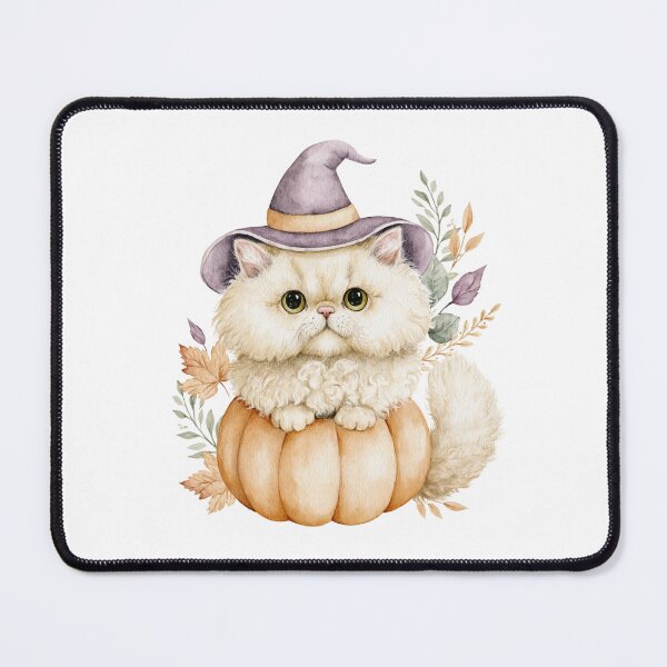 Item preview, Cute Selkirk Rex Cat in Pumpkin Witch Hat Autumn Watercolor designed and sold by TheAnimalZ00.