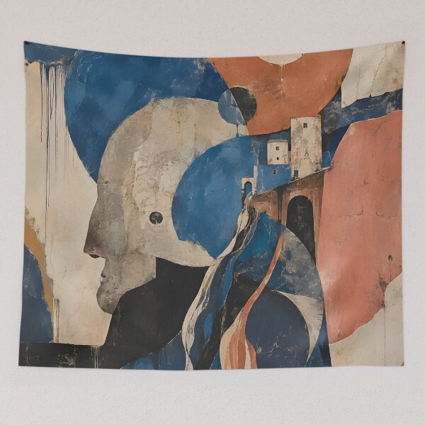 Item preview, Mediterranean Blue Terracotta Geometric Abstract Wall Art designed and sold by GutyzDesignsES.