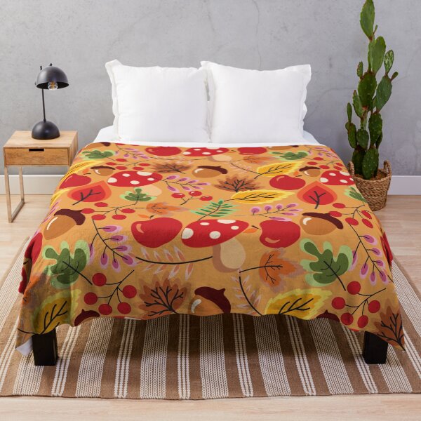 Item preview, Autumn Leaves and Mushrooms Seamless Pattern designed and sold by PowerAntShop.