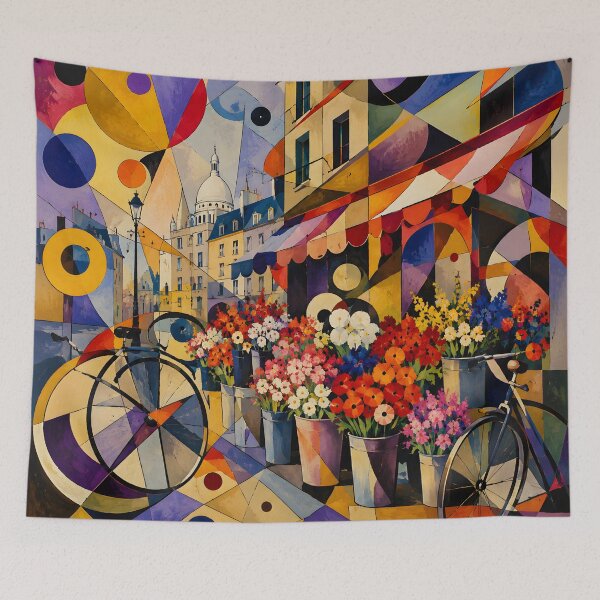 Item preview, Paris Flower Market Colorful French Bicycle Wall Art designed and sold by GutyzDesignsES.