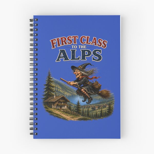 Item preview, First Class to the Alps – Funny Flying Witch Alpine Adventure designed and sold by Alpine-Ink.