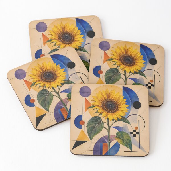 Item preview, Mid Century Modern Sunflower Botanical Geometric Wall Art designed and sold by GutyzDesignsES.
