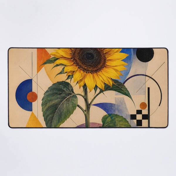 Item preview, Mid Century Modern Sunflower Botanical Geometric Wall Art designed and sold by GutyzDesignsES.