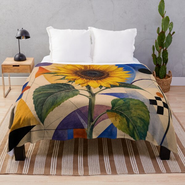 Item preview, Mid Century Modern Sunflower Botanical Geometric Wall Art designed and sold by GutyzDesignsES.