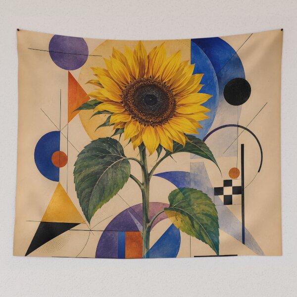 Item preview, Mid Century Modern Sunflower Botanical Geometric Wall Art designed and sold by GutyzDesignsES.