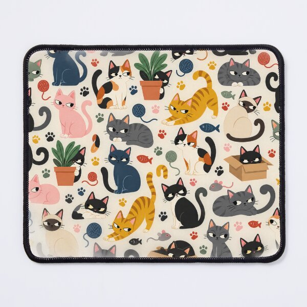 Item preview, Suspicious Cats and Botanical Leaves Seamless Pattern designed and sold by WangAew.