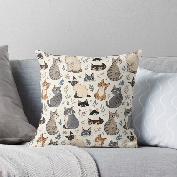 Item preview, Suspicious Cats and Botanical Leaves Seamless Pattern designed and sold by WangAew.