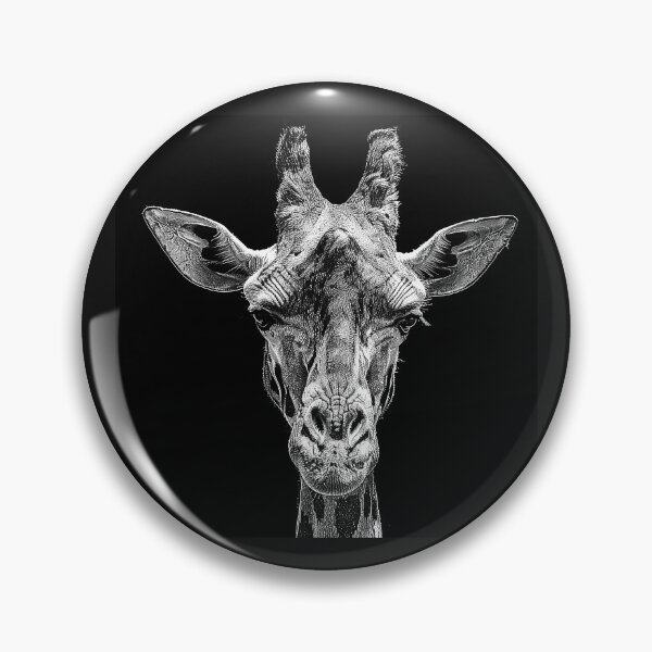 Item preview, Black and White Giraffe Portrait – Detailed African Wildlife Art designed and sold by inkoutninja.