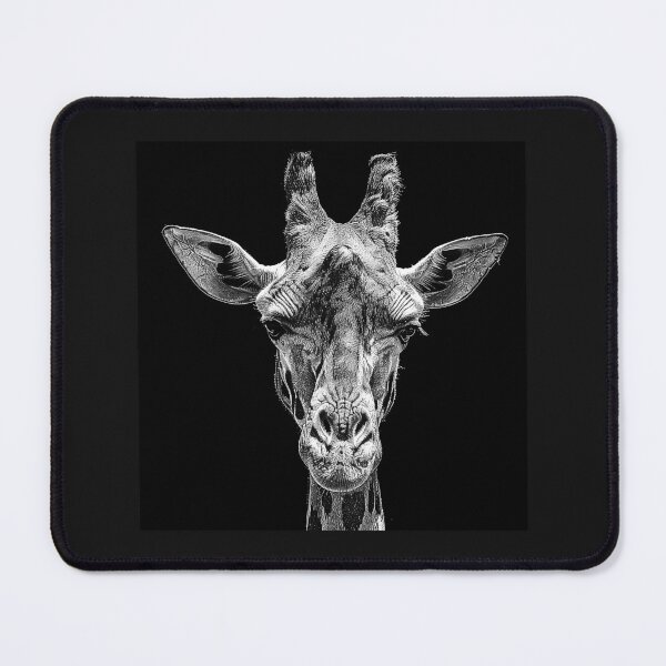 Item preview, Black and White Giraffe Portrait – Detailed African Wildlife Art designed and sold by inkoutninja.