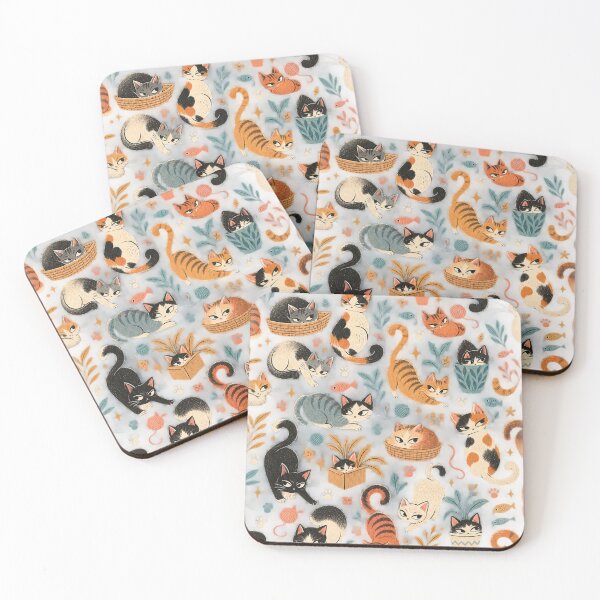 Item preview, Suspicious Cats and Botanical Leaves Seamless Pattern designed and sold by WangAew.