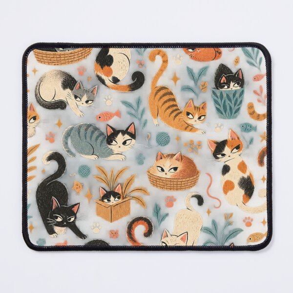 Item preview, Suspicious Cats and Botanical Leaves Seamless Pattern designed and sold by WangAew.