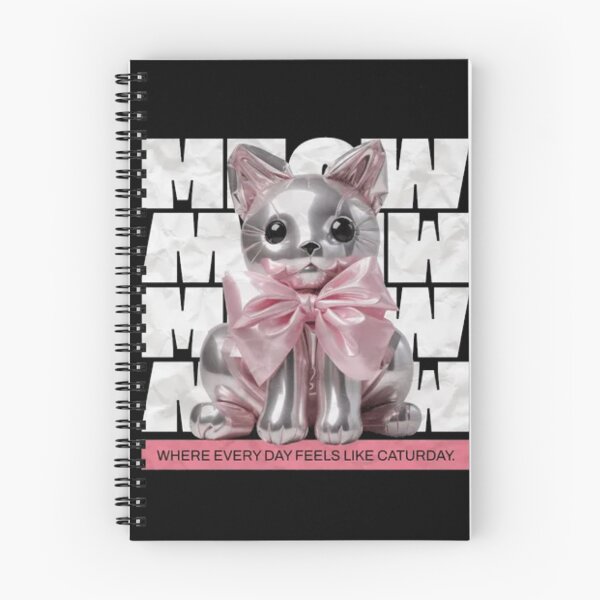Item preview, Metallic Silver Cat Pink Bow - Y2K Metallic Meow Caturday Art designed and sold by GenZFashion000.