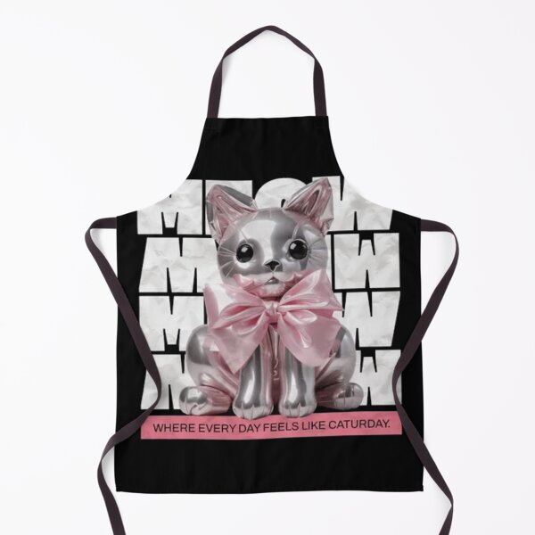 Item preview, Metallic Silver Cat Pink Bow - Y2K Metallic Meow Caturday Art designed and sold by GenZFashion000.
