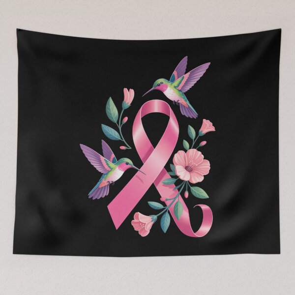 Item preview, Hummingbird Flower Pink Ribbon Breast Cancer Awarenes designed and sold by Nahkolahmom.