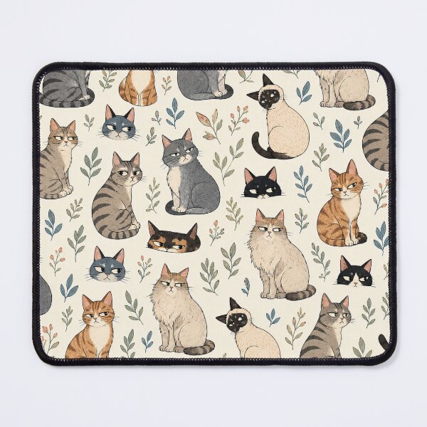 Item preview, Suspicious Cats and Botanical Leaves Seamless Pattern designed and sold by WangAew.