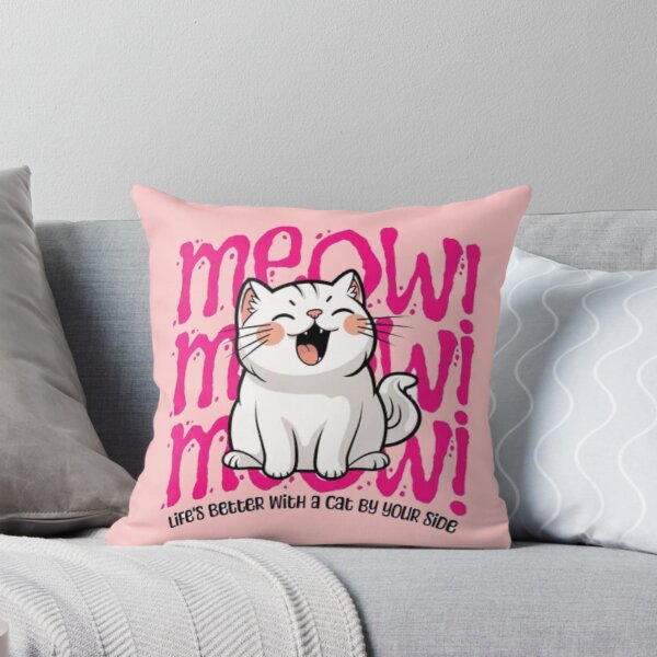 Item preview, Lifes Better With A Cat - Cute Pink Meow Meow Meow Anime Kitty designed and sold by GenZFashion000.