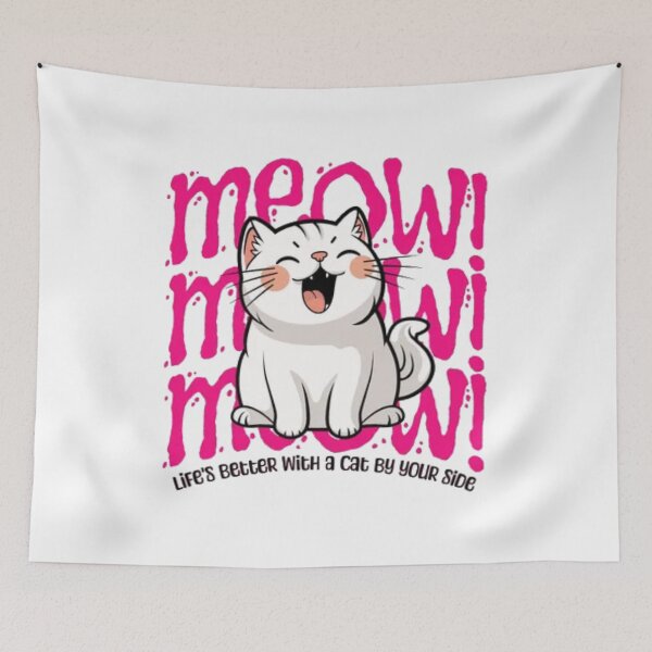 Item preview, Lifes Better With A Cat - Cute Pink Meow Meow Meow Anime Kitty designed and sold by GenZFashion000.