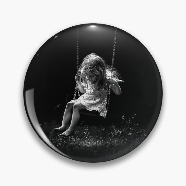 Item preview, Nostalgic Child on a Swing – Moody Black and White Art designed and sold by inkoutninja.
