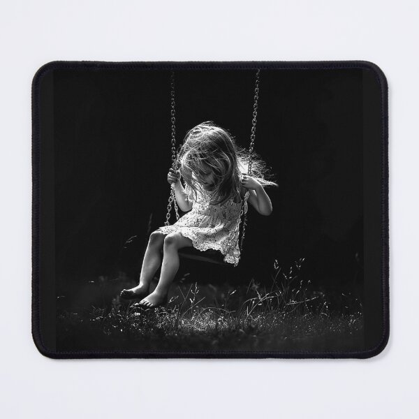 Item preview, Nostalgic Child on a Swing – Moody Black and White Art designed and sold by inkoutninja.