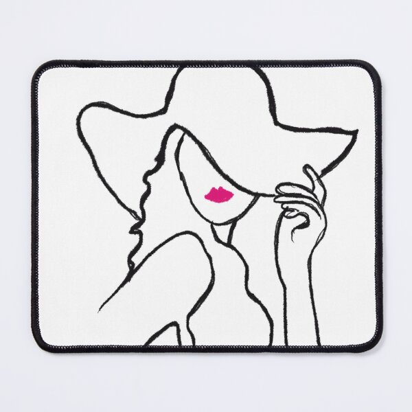 Item preview, La Femme — Black Pink Line Art Print, Woman Holding Hat Brim, Fashion Illustration designed and sold by ShooNyaArtStudio.