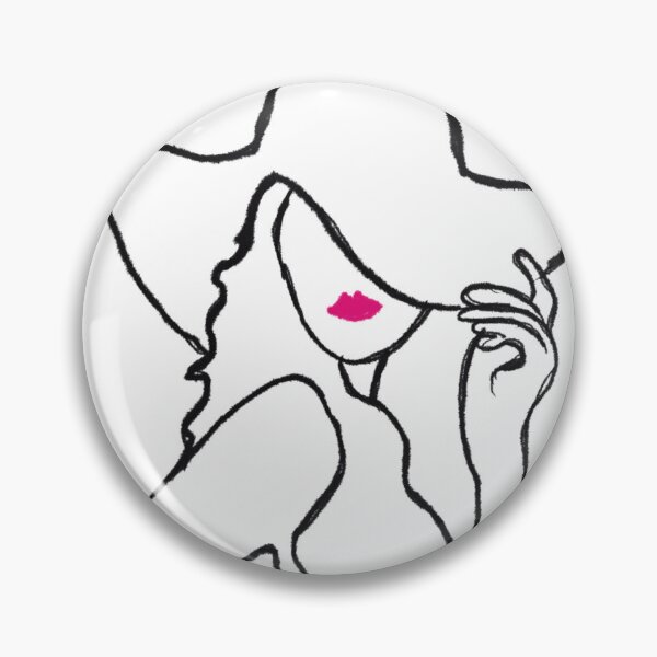Item preview, La Femme — Black Pink Line Art Print, Woman Holding Hat Brim, Fashion Illustration designed and sold by ShooNyaArtStudio.