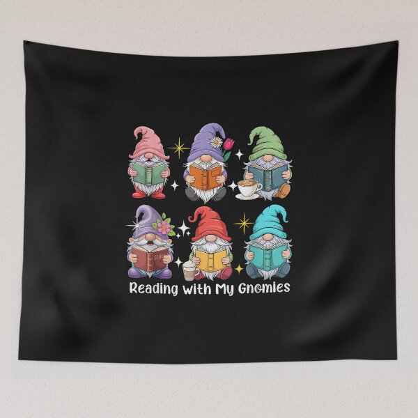 Item preview, Reading with My Gnomies Group Gnomes Bookworm Librarian designed and sold by LucindaLong ⭐⭐⭐⭐⭐(992).