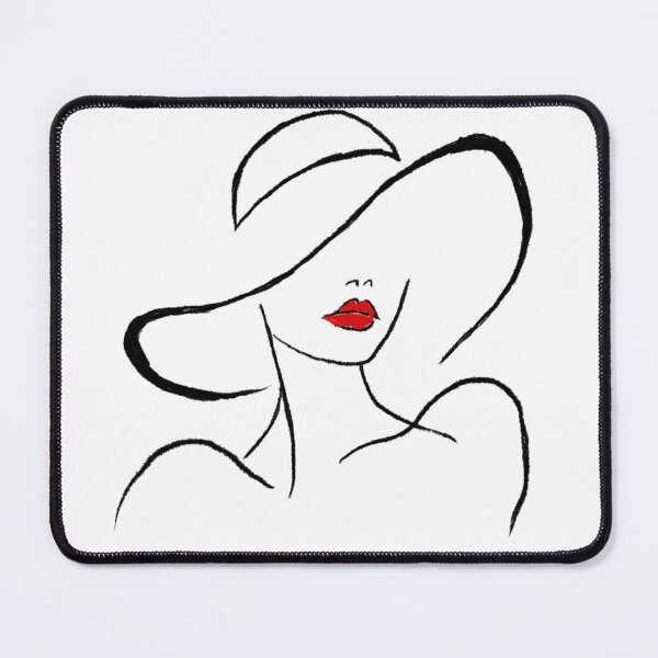 Item preview, La Femme — Black Red Line Art Print, Minimalist Woman Floppy Hat, Fashion Illustration designed and sold by ShooNyaArtStudio.