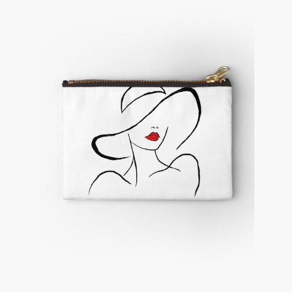 Item preview, La Femme — Black Red Line Art Print, Minimalist Woman Floppy Hat, Fashion Illustration designed and sold by ShooNyaArtStudio.