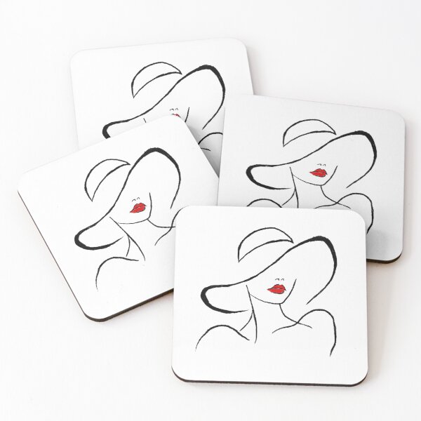Item preview, La Femme — Black Red Line Art Print, Minimalist Woman Floppy Hat, Fashion Illustration designed and sold by ShooNyaArtStudio.
