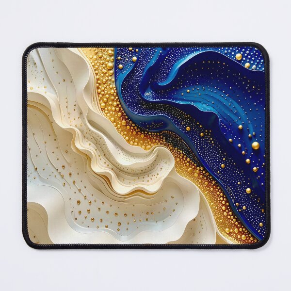 Item preview, Abstract Gold and Blue Waves designed and sold by Vicky Brago-Mitchell®.