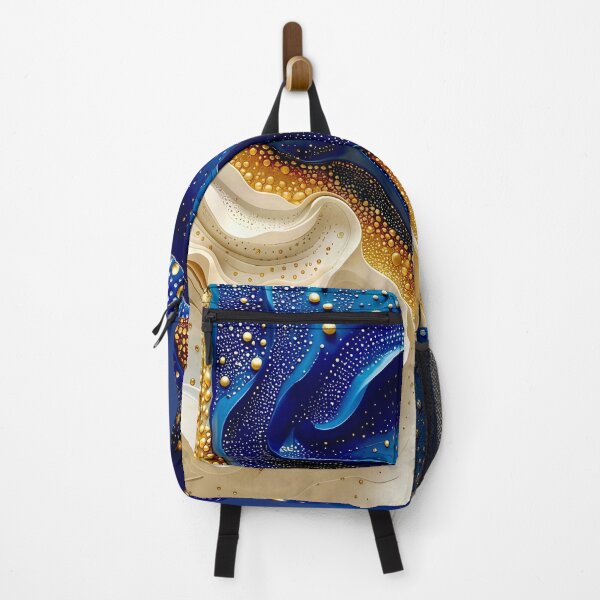 Item preview, Abstract Gold and Blue Waves designed and sold by Vicky Brago-Mitchell®.