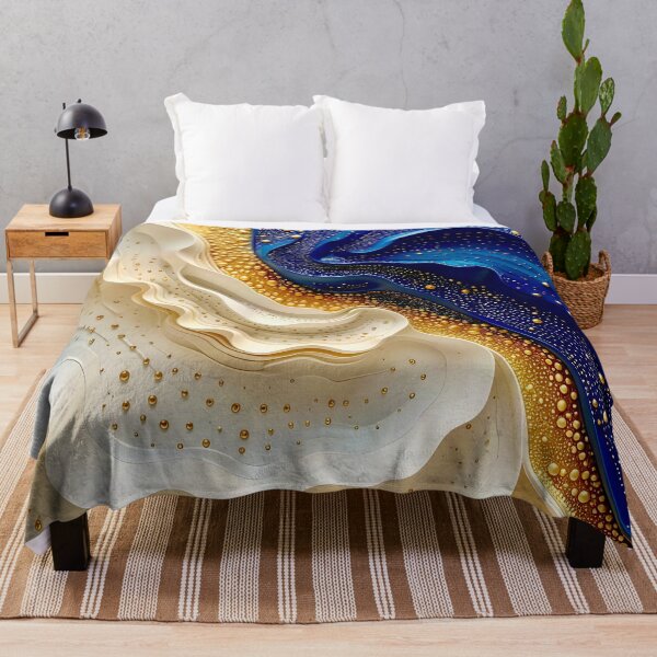 Item preview, Abstract Gold and Blue Waves designed and sold by Vicky Brago-Mitchell®.