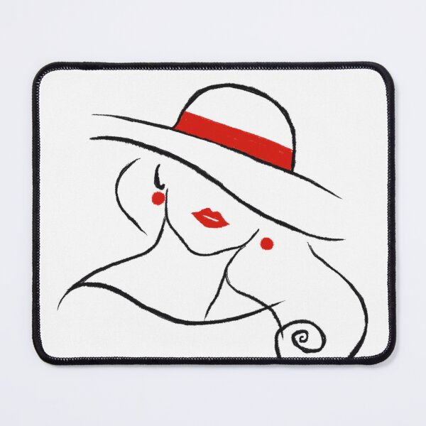 Item preview, La Femme — Black Red Line Art Print, Red Ribbon Hat Woman, Fashion Illustration designed and sold by ShooNyaArtStudio.
