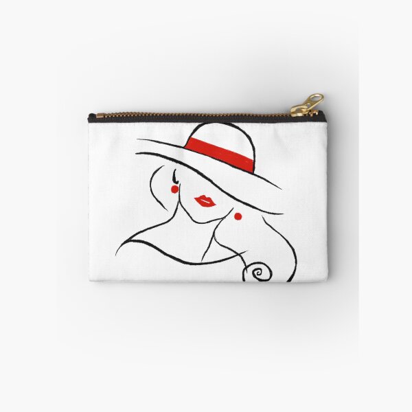Item preview, La Femme — Black Red Line Art Print, Red Ribbon Hat Woman, Fashion Illustration designed and sold by ShooNyaArtStudio.